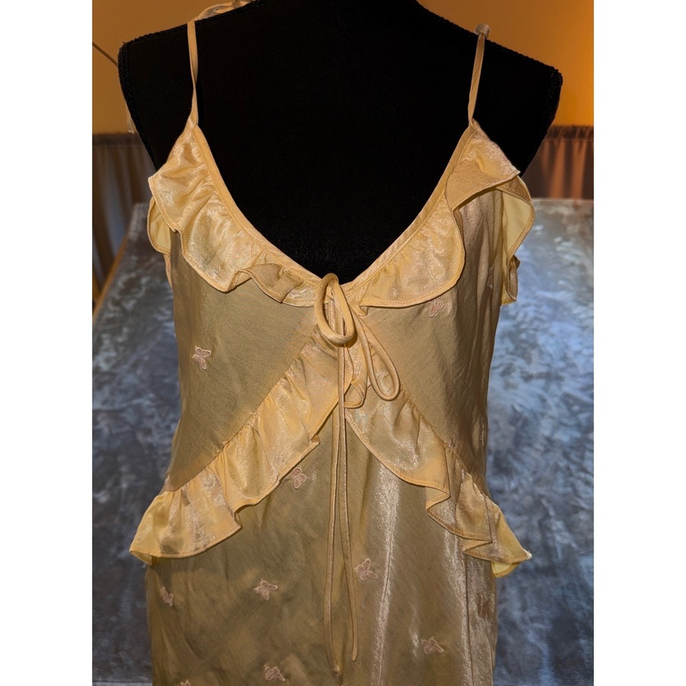 Wild Fable Maxi Dress Women M Yellow NEW Butterfly Ruffle‎ Tie Shoulder